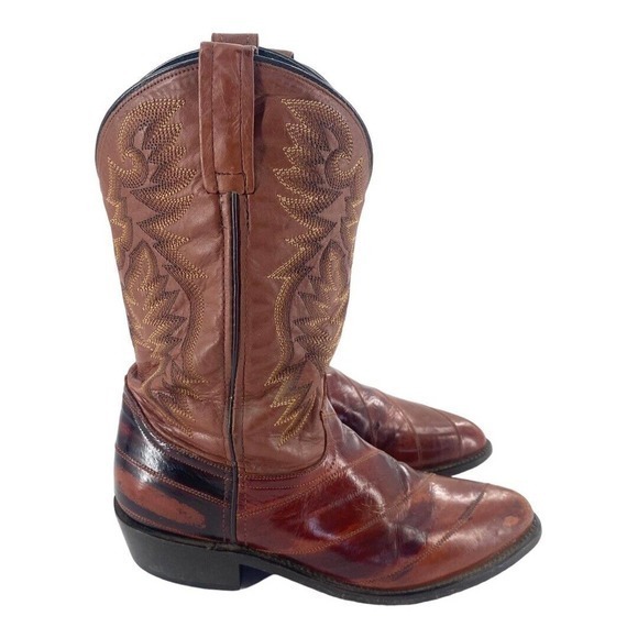 Laredo Men’s Genuine Eel Boots Cognac Mens Style 6735 Size‎ 8.5 - Picture 2 of 12